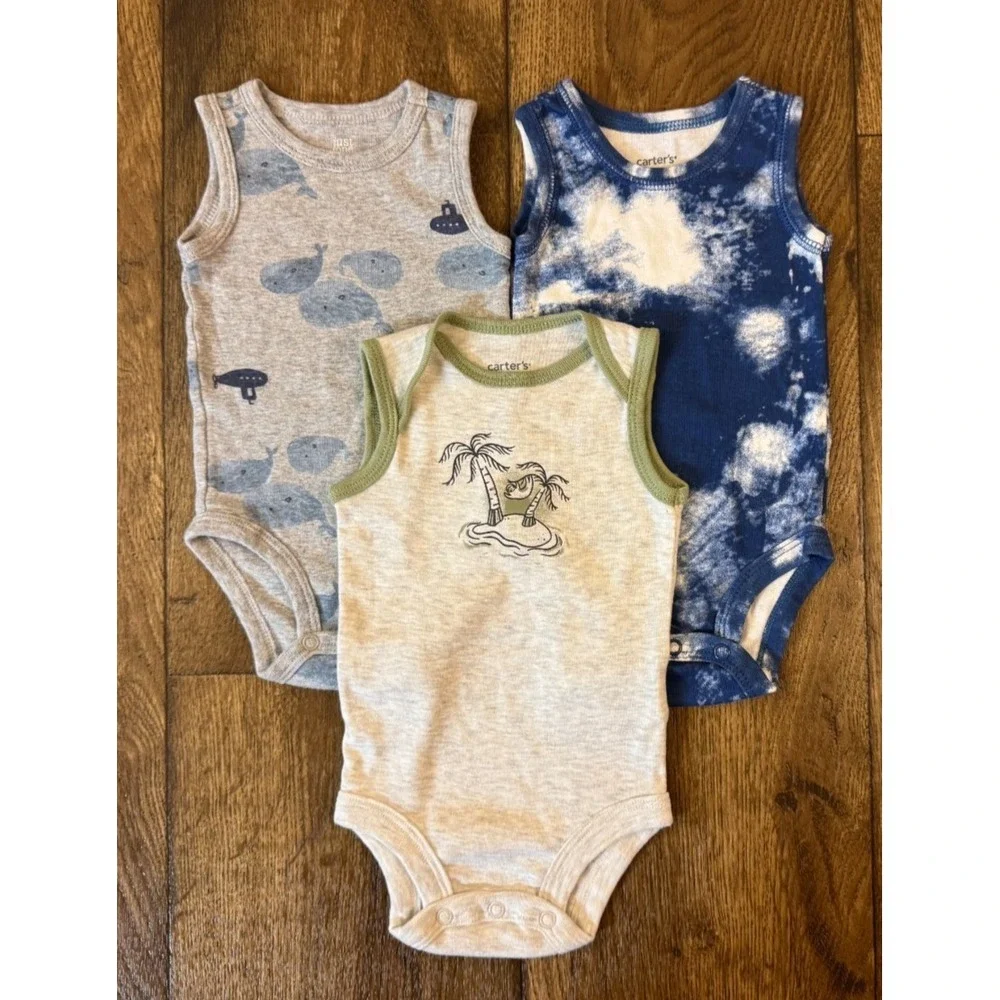 Carters Baby Boy Rompers 3 Months Outfit Clothes Summer Lot Sleeveless Bodysuits